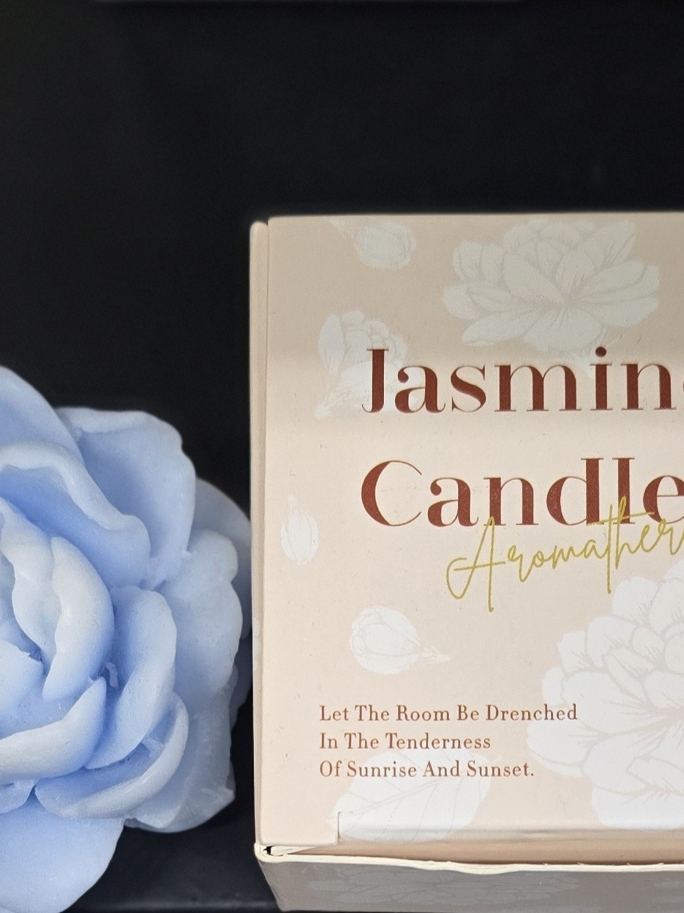 Jasmine Candle Aromatherapy - Light Blue Floral Candle